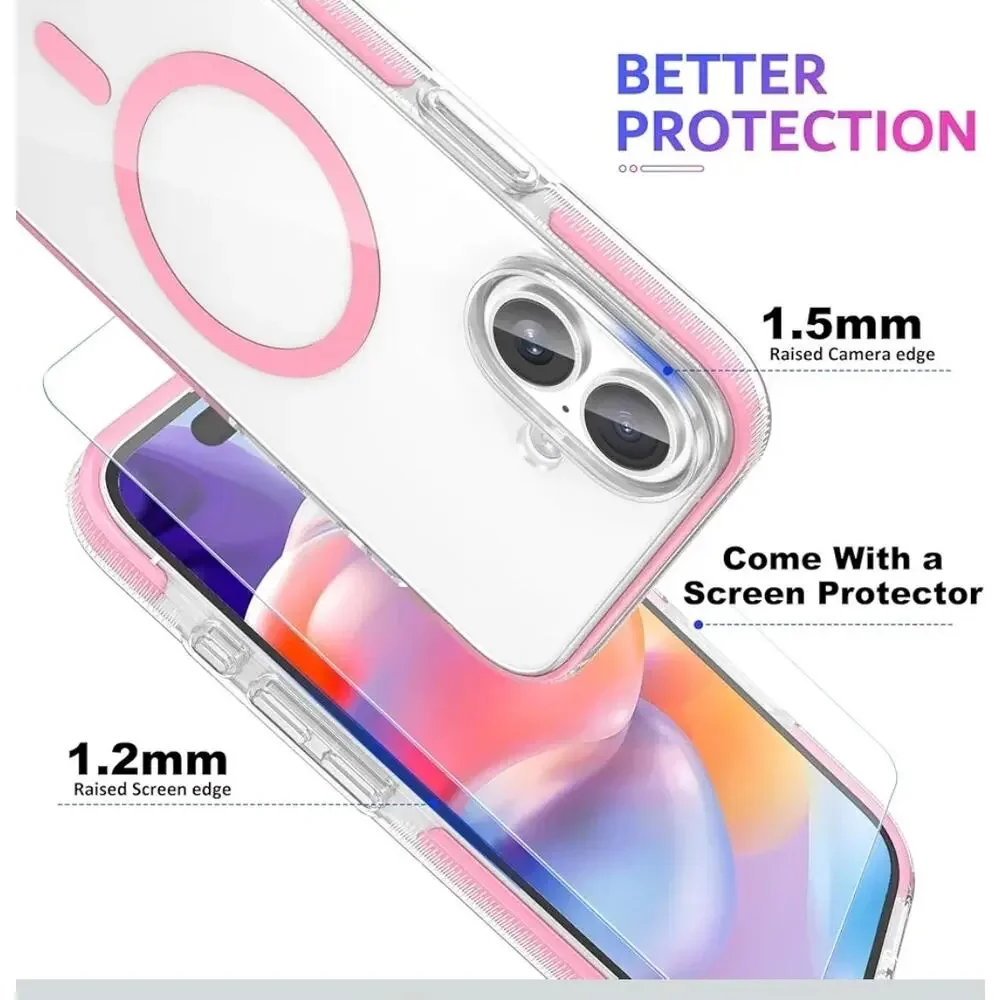 MATEPROX Magnetic Pink Clear iPhone 16 Case MagSafe 6.1